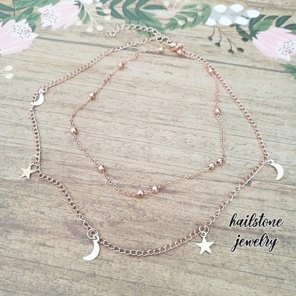 Layered Stars & Moon Necklace [Gold] - Picture 5 of 7